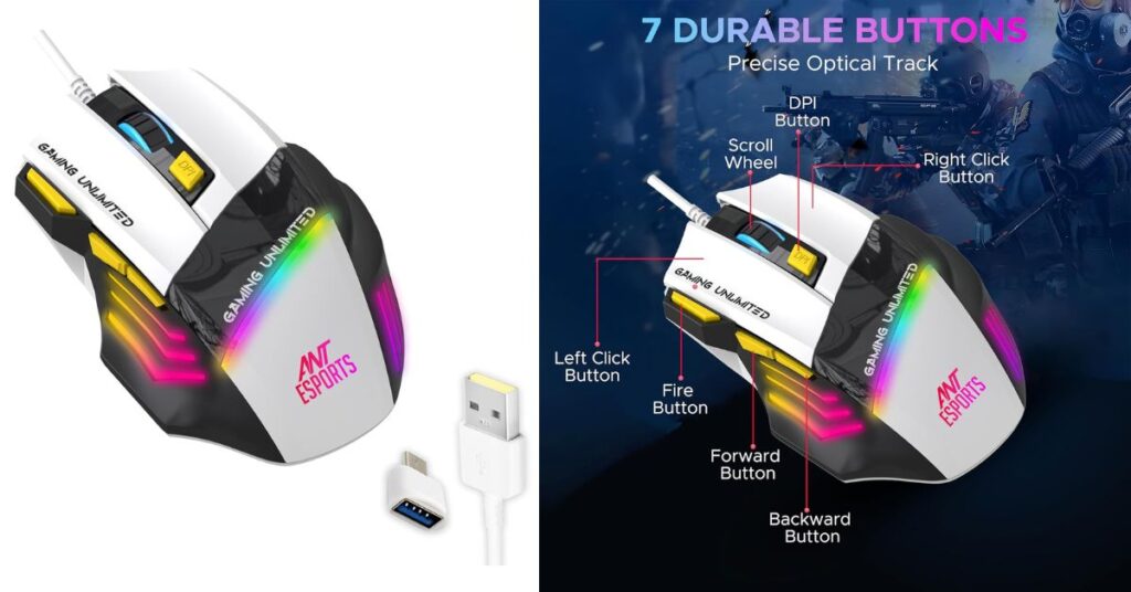 Ant Esports GM100 V2 office mouse under 500 with ergonomic RGB design