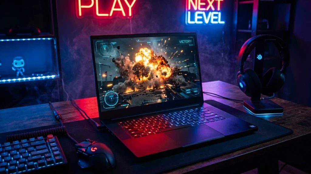 Dell G15 5530 RTX 4060 gaming laptop with RGB keyboard on dark gaming desk setup — 120Hz display 2026