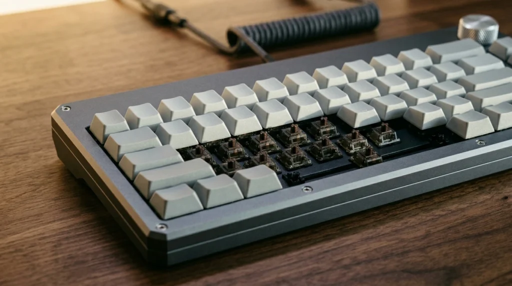 Keychron Q1 Max aluminum mechanical keyboard with rotary
knob — best QMK programmable keyboard for typing 2026