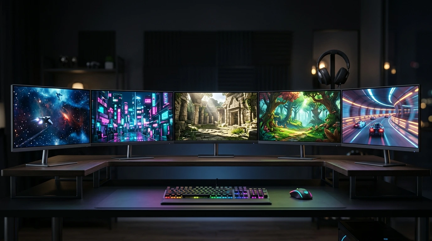Best 4K gaming monitor of 2026 — OLED and IPS picks compared on a dark desk