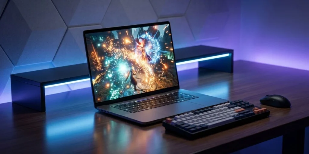Acer Nitro V15 gaming laptop with bright display and RTX graphics