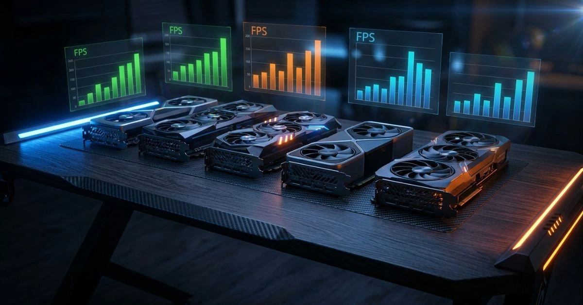 Best GPU under £300 UK comparison 2026 featuring RTX 4060 RX 7600 RTX 3060 Ti and Intel Arc A770